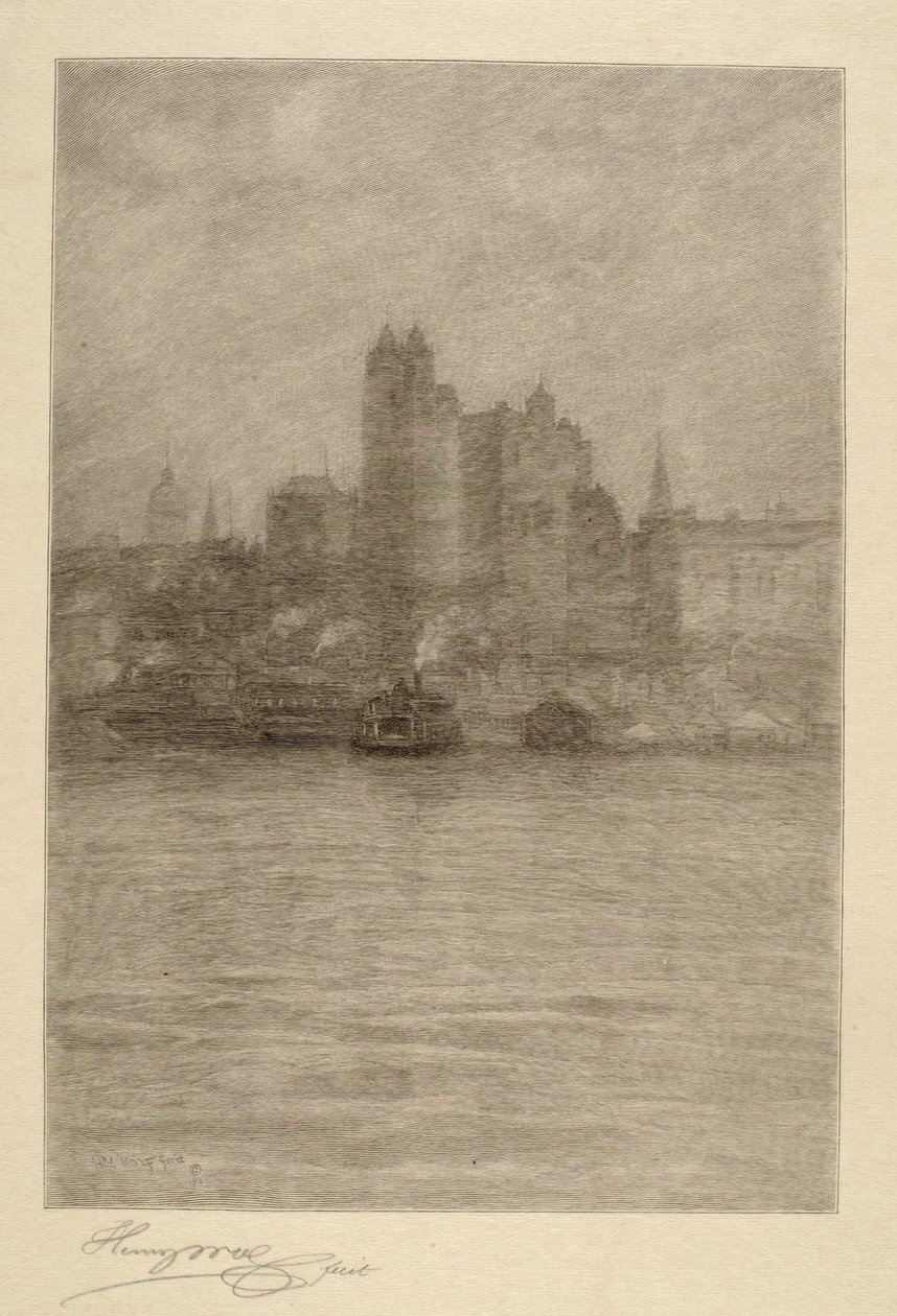 Lower New York in a Mist by Henry Wolf