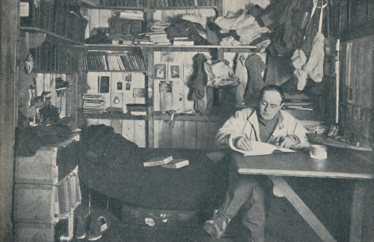 Captain R. F. Scott, R.N., Writing in His Diary by Herbert Ponting