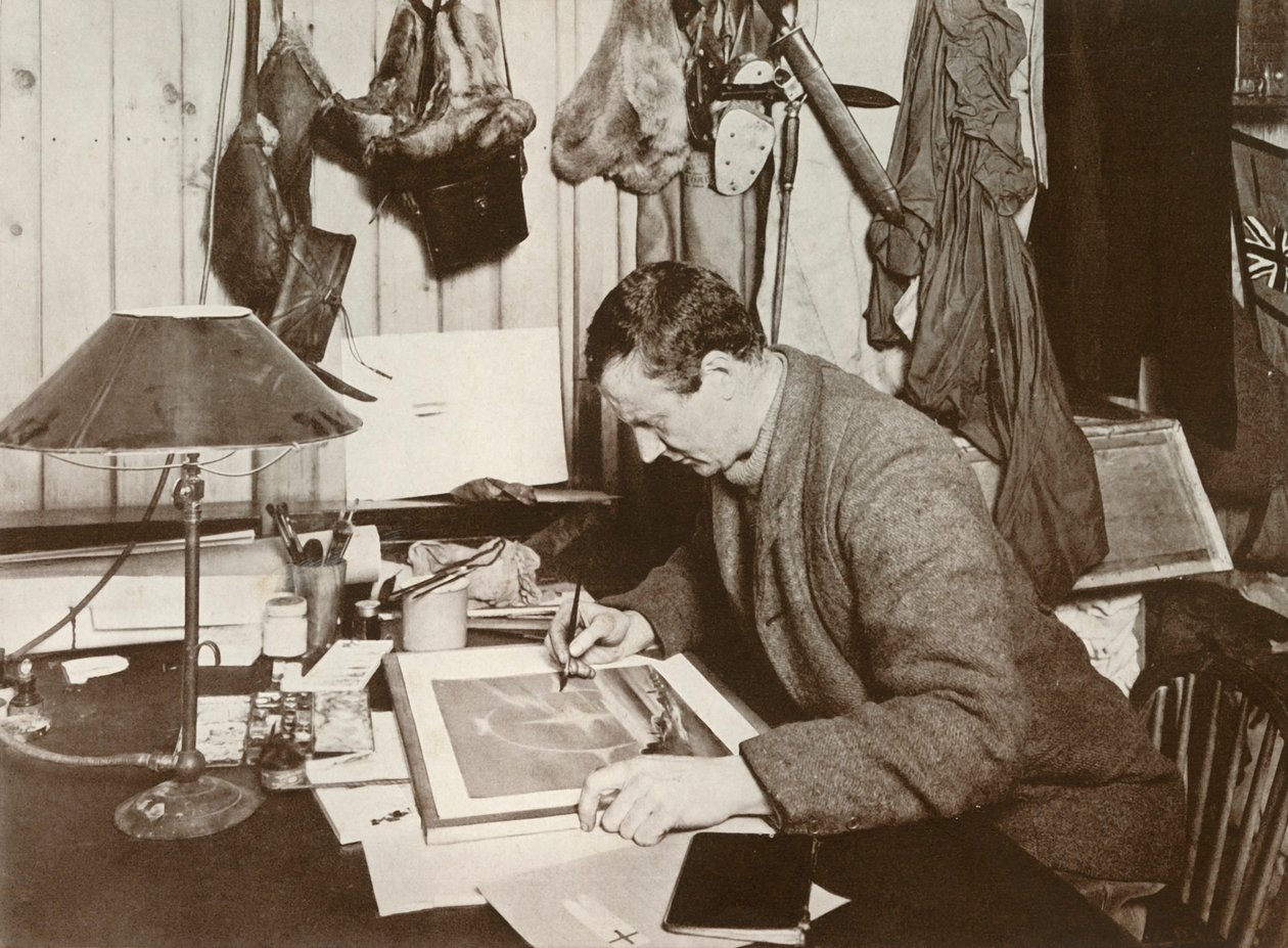 Dr. Wilson Working Up The Sketch Which Is Given at P. 258, 1911, 1913 by Herbert Ponting
