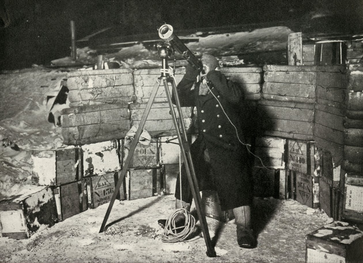 Lieut. Evans Observing an Occultation of Jupiter, 8 June 1911 by Herbert Ponting
