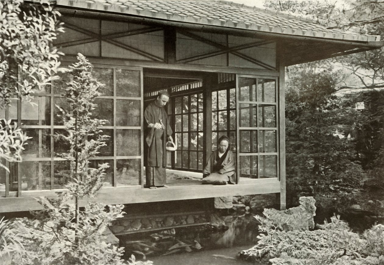 Namikawa San Feeding His Carp by Herbert Ponting