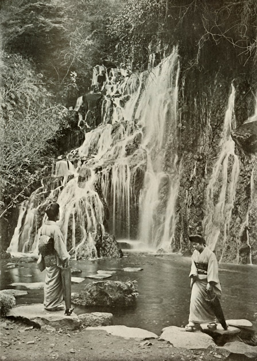 The Waterfall of Falling Jewels at Yumoto, 1910 by Herbert Ponting