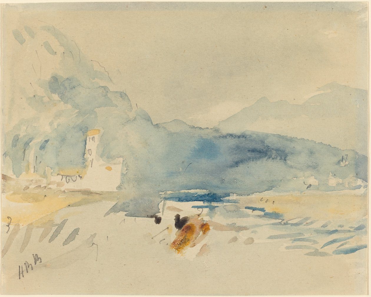A Landscape with Mountains and a Stream by Hercules Brabazon Brabazon