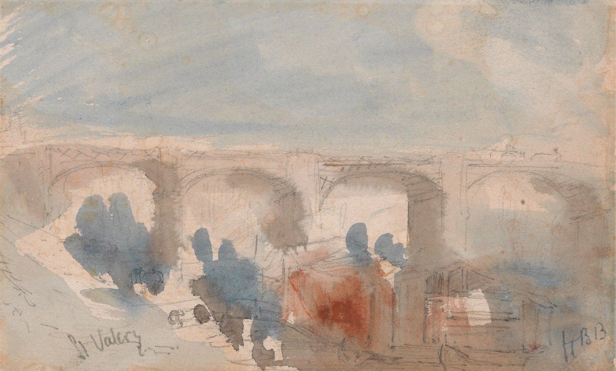The Bridge at St. Valery by Hercules Brabazon Brabazon