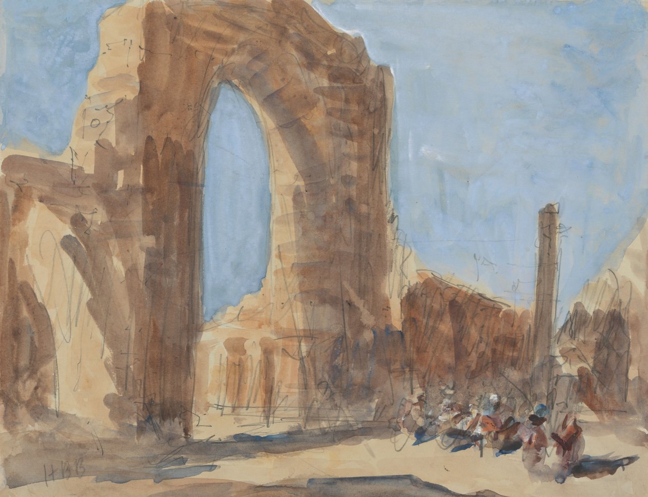 The Quwwat-ul-Islam Mosque and the Iron Pillar of Delhi, Qutub Minar Complex by Hercules Brabazon Brabazon