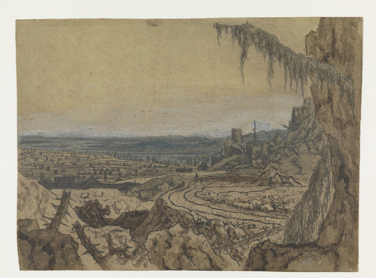 Distant View with a Road and Mossy Branches by Hercules Segers
