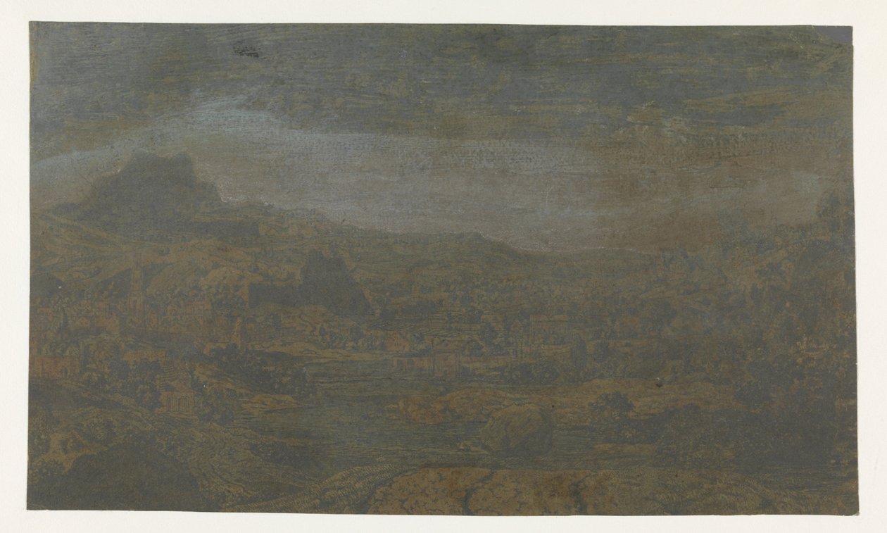 Valley with a River and a Town with Four Towers by Hercules Segers