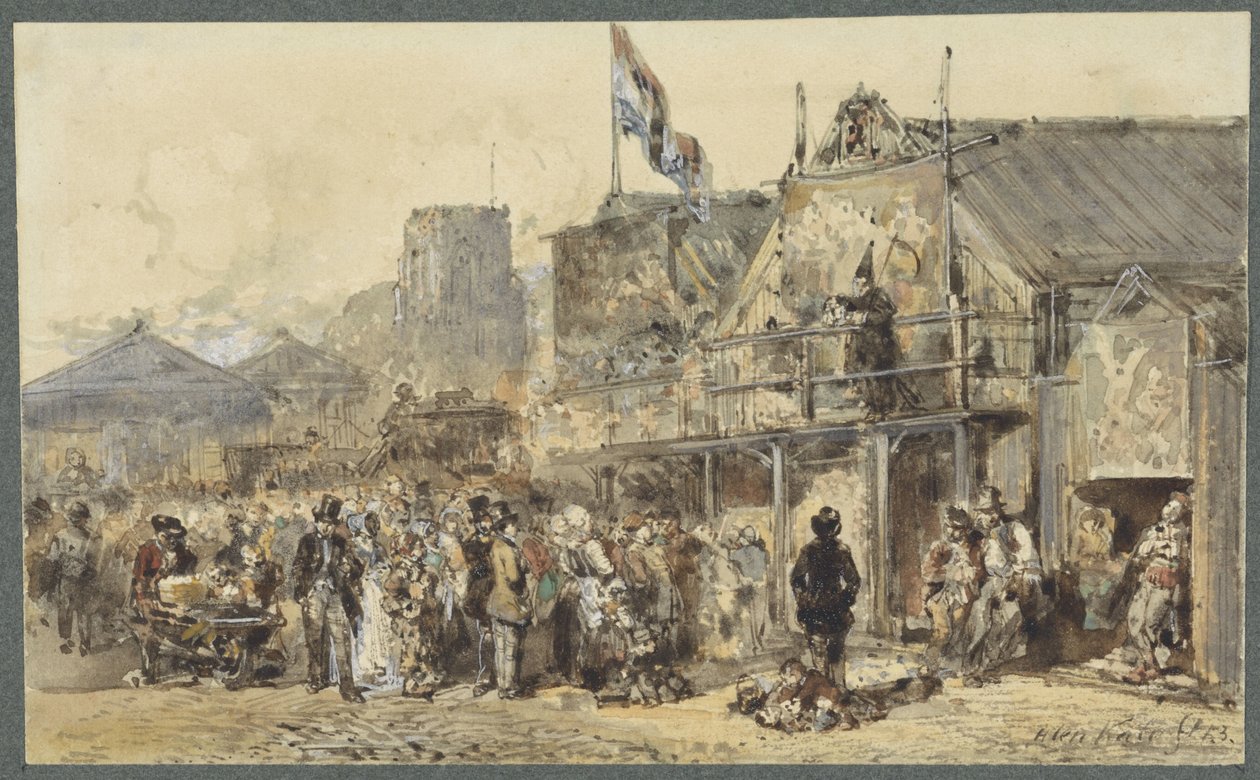 Fair in Leeuwarden, the Oldenhove in the Distance by Herman Frederik Carel ten Kate