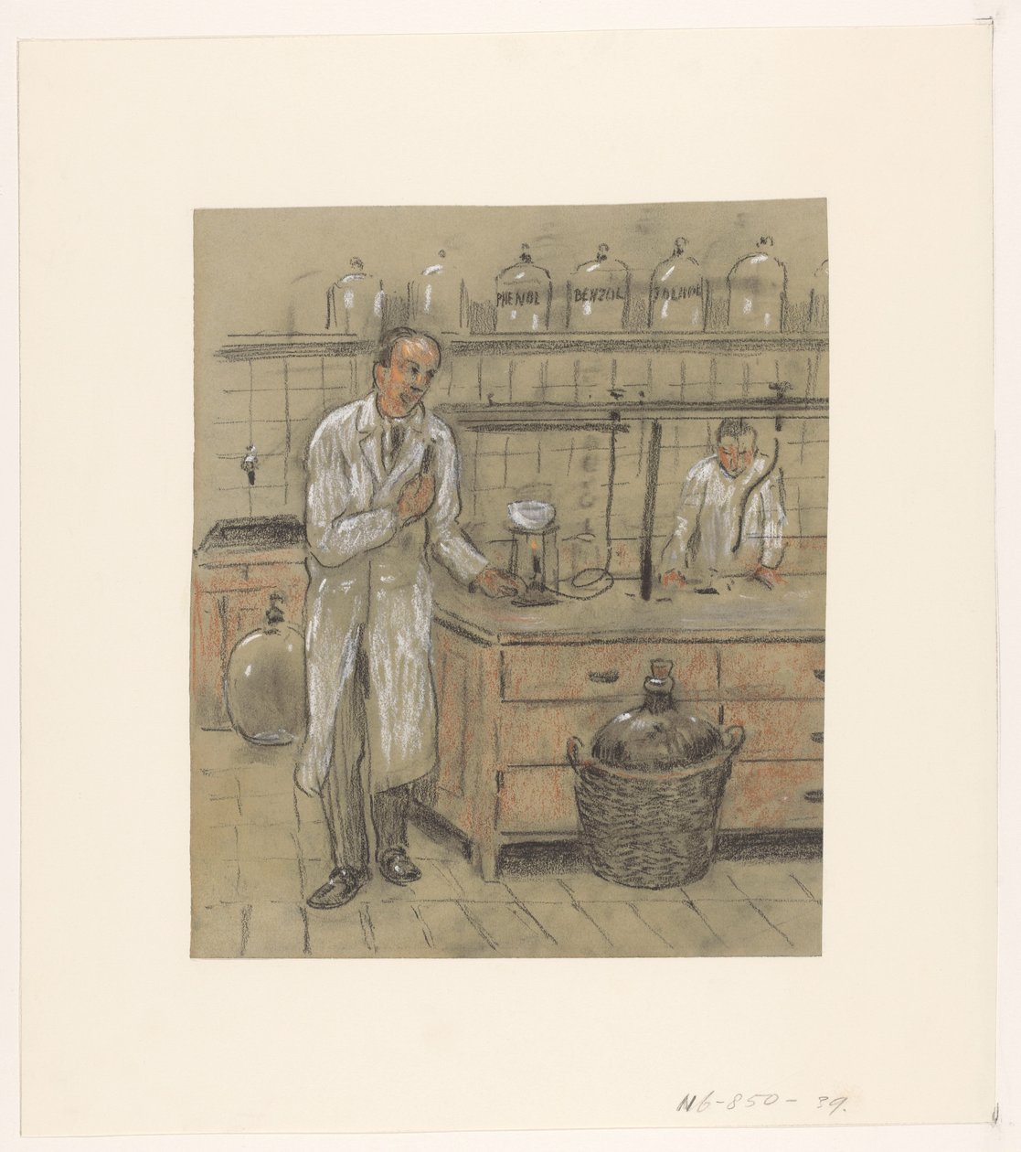 Two Men in a Laboratory by Herman Heijenbrock (possibly)