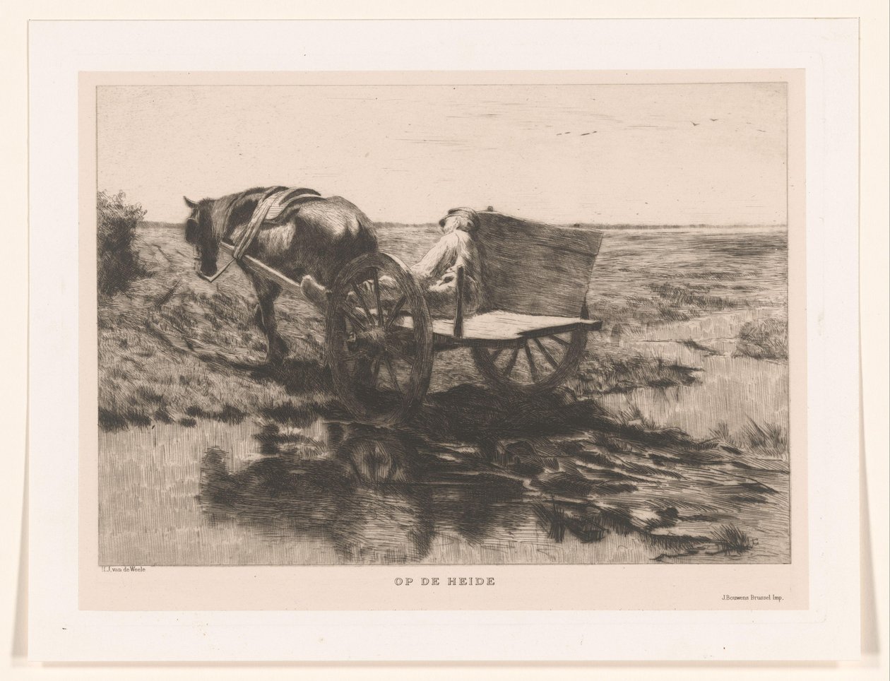 Horse Cart on the Heath (On the Heath) by Herman Johannes van der Weele