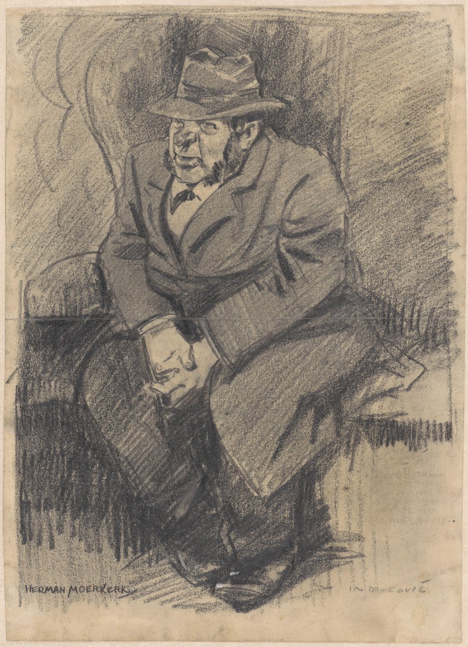 Seated Man in the Compartment by Herman Moerkerk