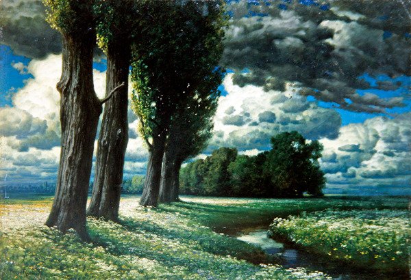 Poplars by a Stream by Herman Rüdisühli