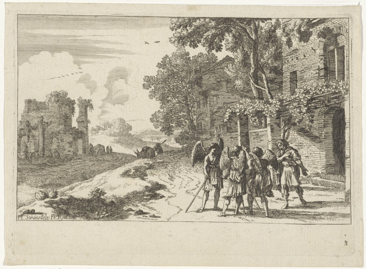 Abraham Receiving the Three Angels by Herman van Swanevelt