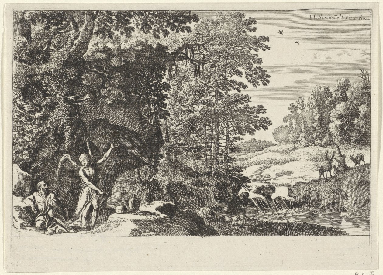 Elijah and the Angel (Old Testament Representations) by Herman van Swanevelt