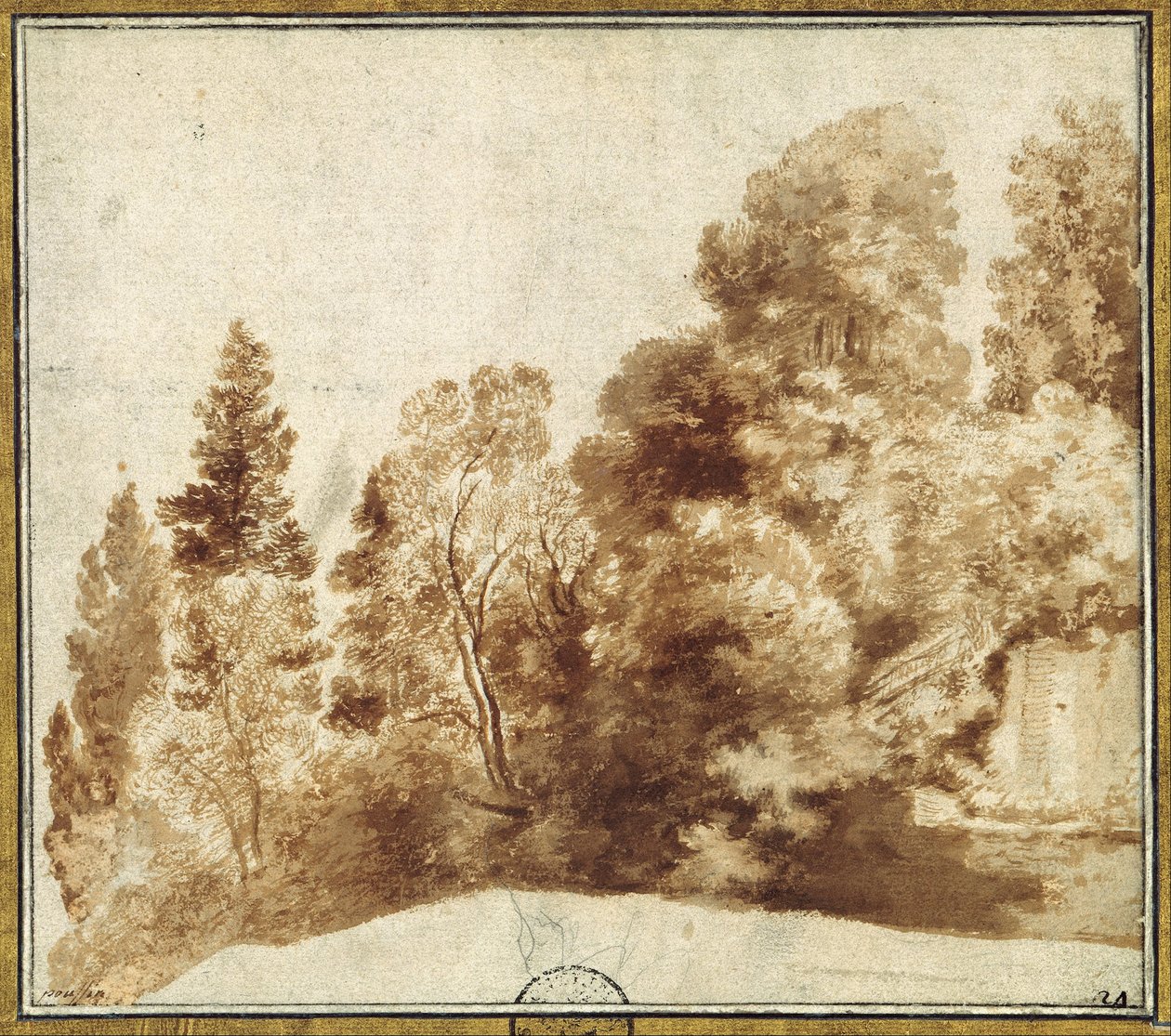 Group of Trees at a Wall by Herman van Swanevelt