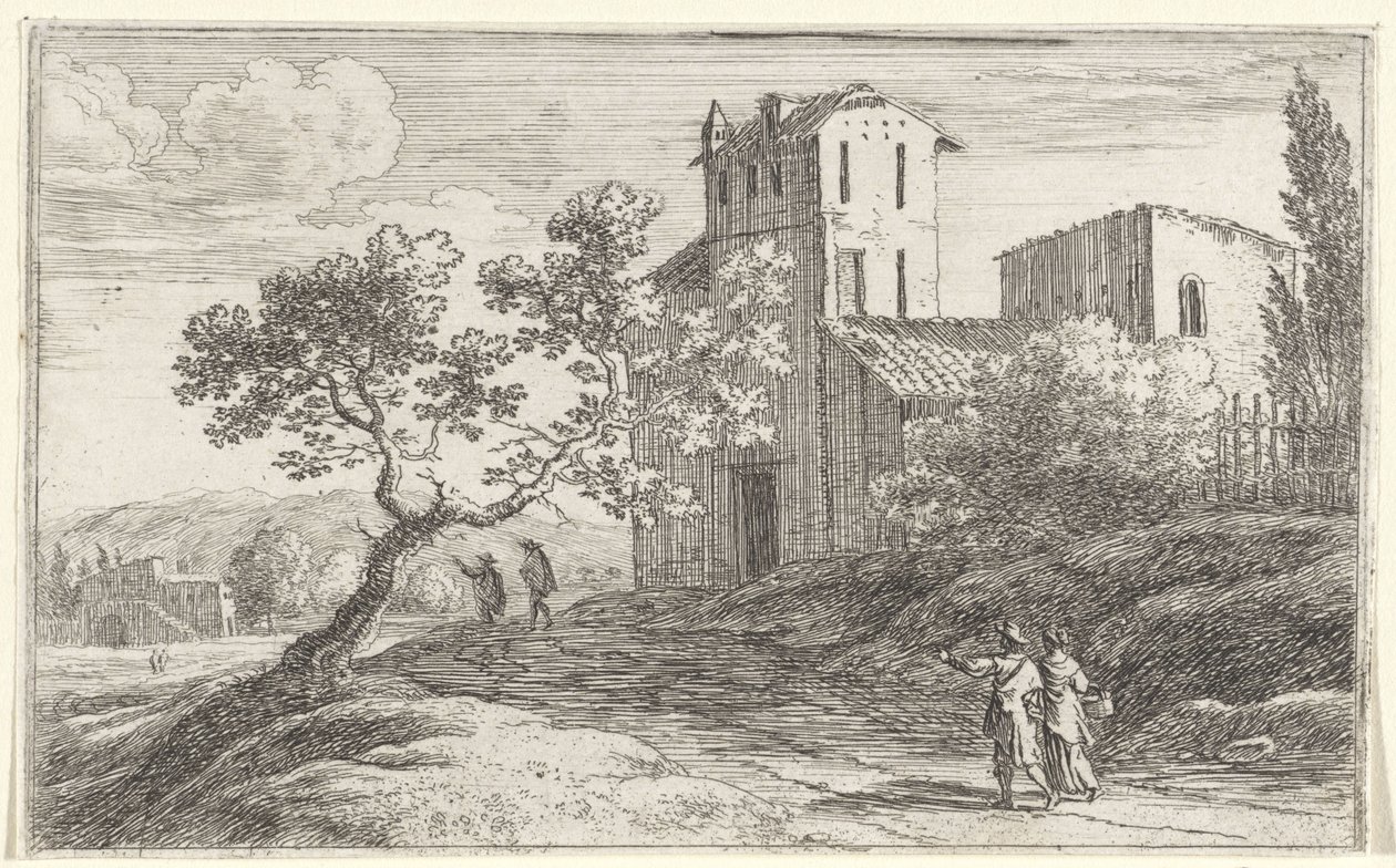 Landscape with a Crooked Tree (series title: Title Page and Twelve Views of Rome) by Herman van Swanevelt