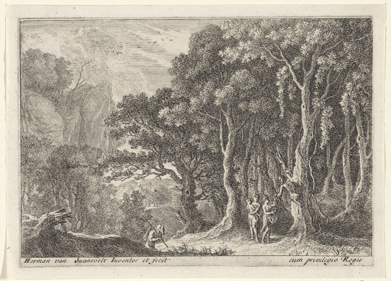 Satyr Collecting Fruit (series title: Landscapes with Satyrs) by Herman van Swanevelt