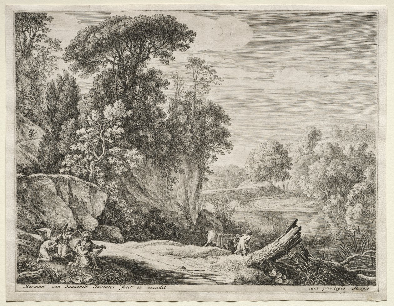 The Flight into Egypt: The Donkey Led to the River by Herman van Swanevelt