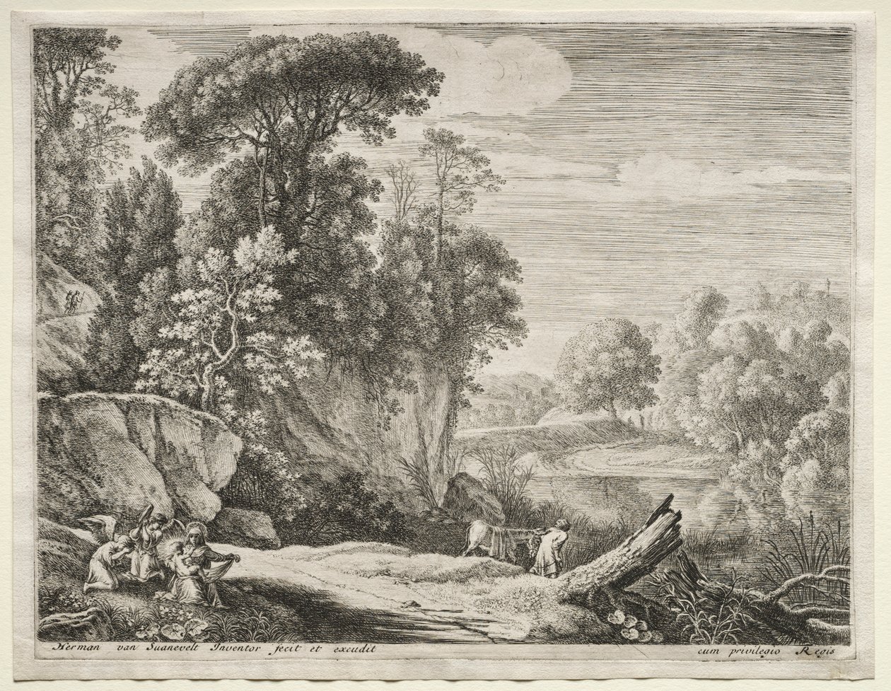 The Flight into Egypt: The Donkey Led to the River by Herman van Swanevelt