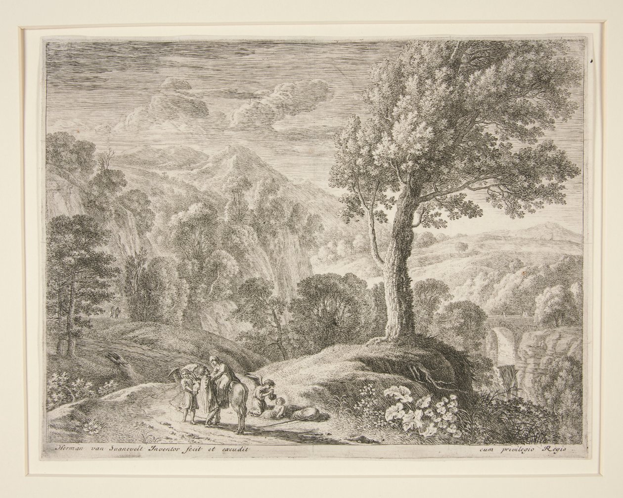 The Large Tree and the Cave, from the set The Flight into Egypt by Herman van Swanevelt
