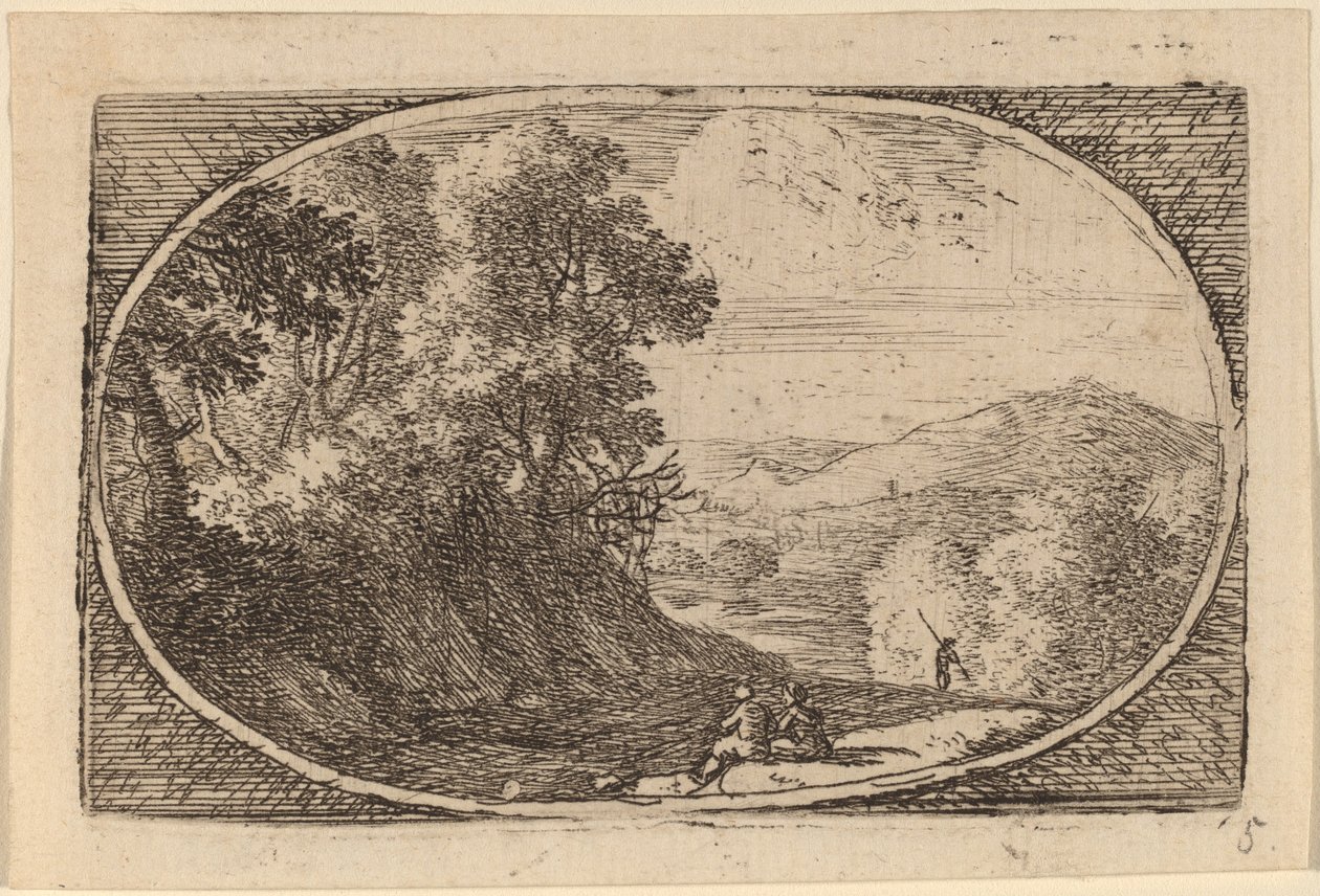 Two Figures Seated to the Right of a Road by Herman van Swanevelt