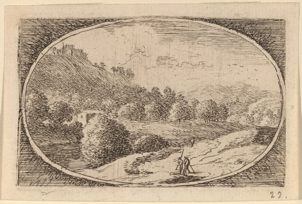 Two Men Carrying Staffs by Herman van Swanevelt