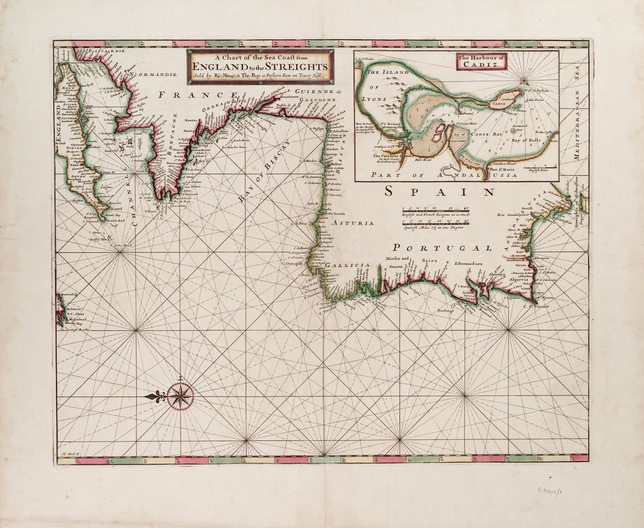 A Chart of the Sea Coast from England to the Straits by Hermann Moll