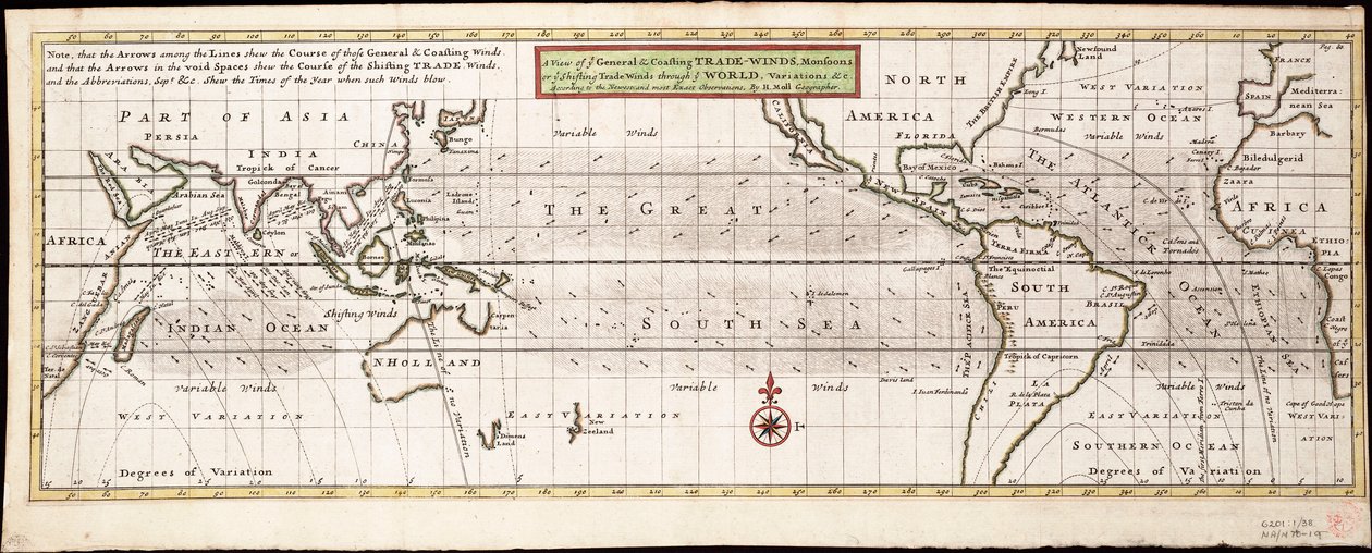 A View of the General and Coasting Trade-Winds, Monsoons or the Shifting Trade Winds Through the World, Variations... According to the Newest and Most Exact Observations by Hermann Moll