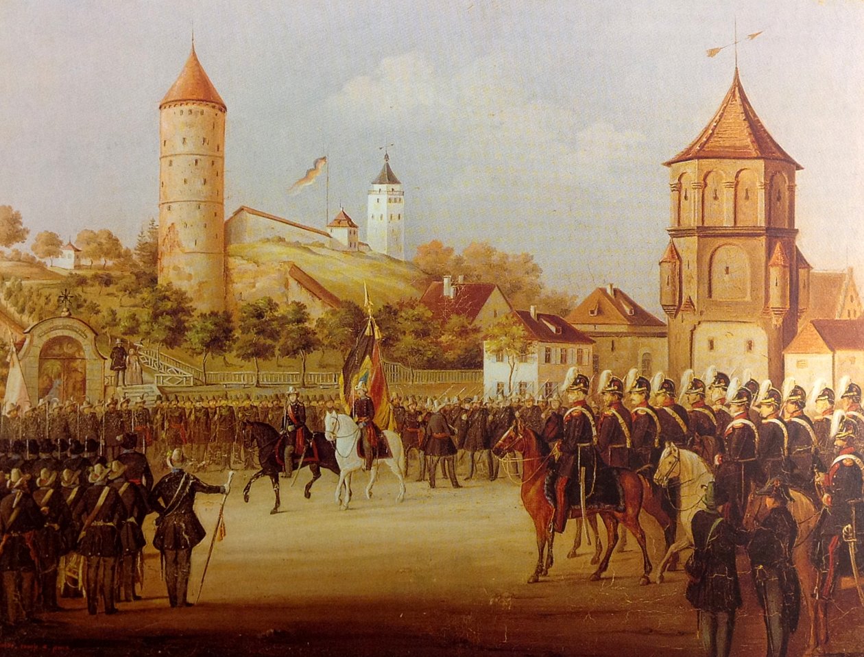 Parade of the Biberach Citizen Militia at Riedlinger Gate 1849 by Hermann Volz