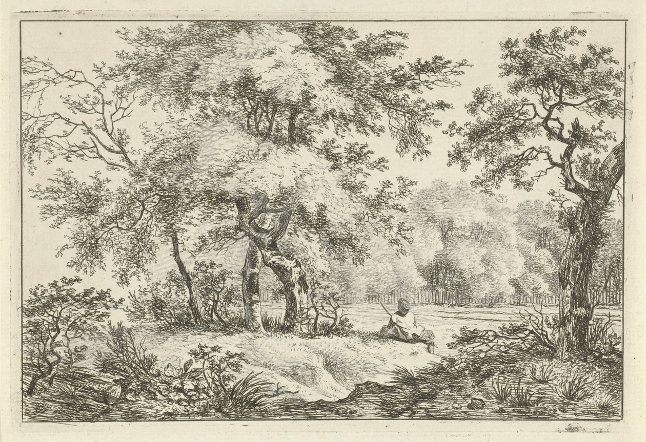 Resting Man in Forest by Hermanus Fock