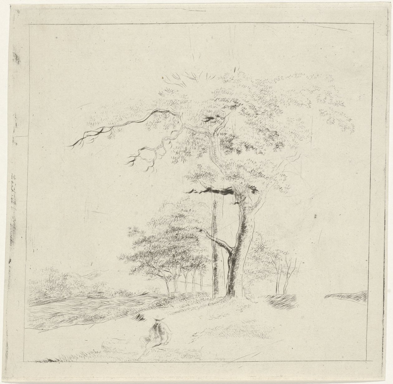 Study with Man on Log by Hermanus Fock