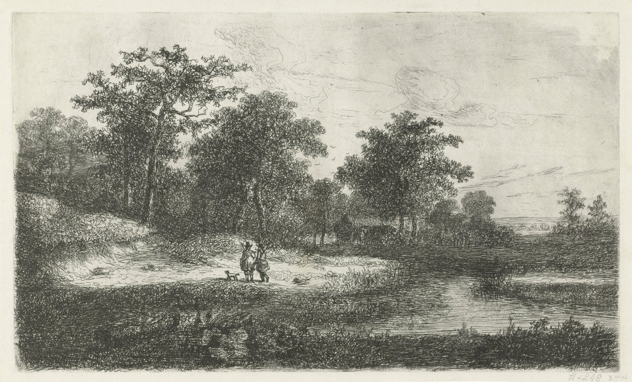Two Hunters by a Fen by Hermanus Jan Hendrik van Rijkelijkhuysen