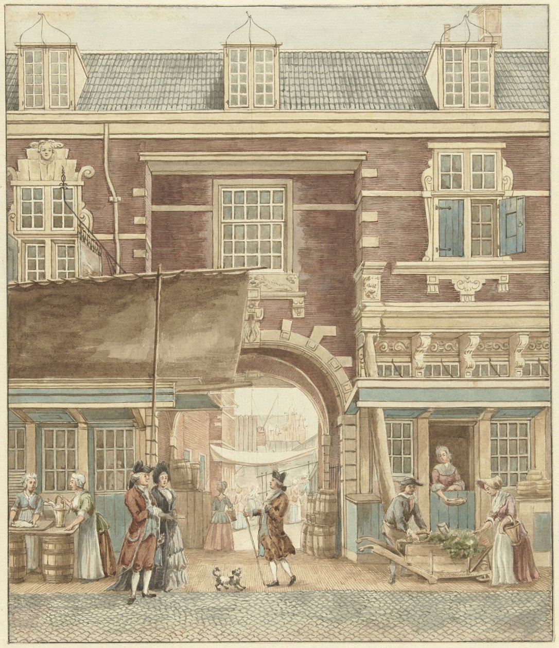 The Little Fish Gate on the Vijgendam with a View to the Fish Market by Hermanus Petrus Schouten