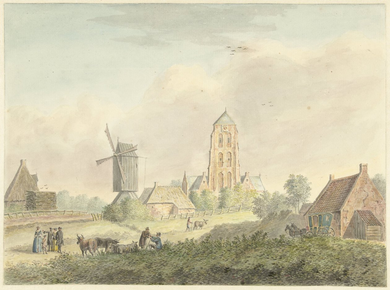 Church of the Village of Westkapelle in Zeeland by Hermanus Petrus Schouten