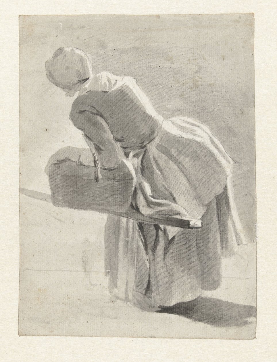 Resting Maid with a Basket, Seen from the Back by Hermanus van Brussel