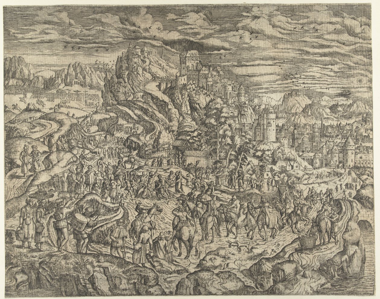 Landscape with the Carrying of the Cross by Herri met de Bles