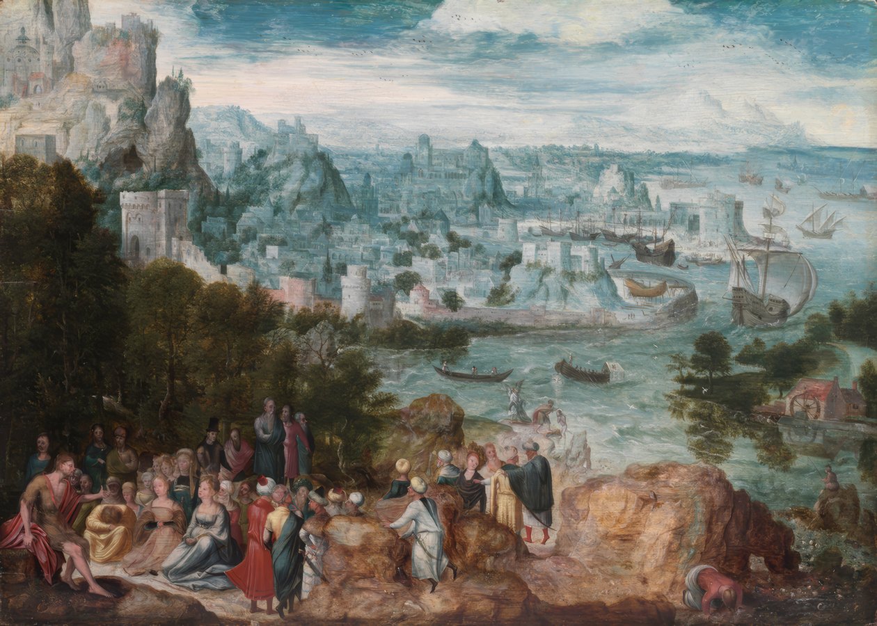 Landscape with Saint John the Baptist by Herri met de Bles