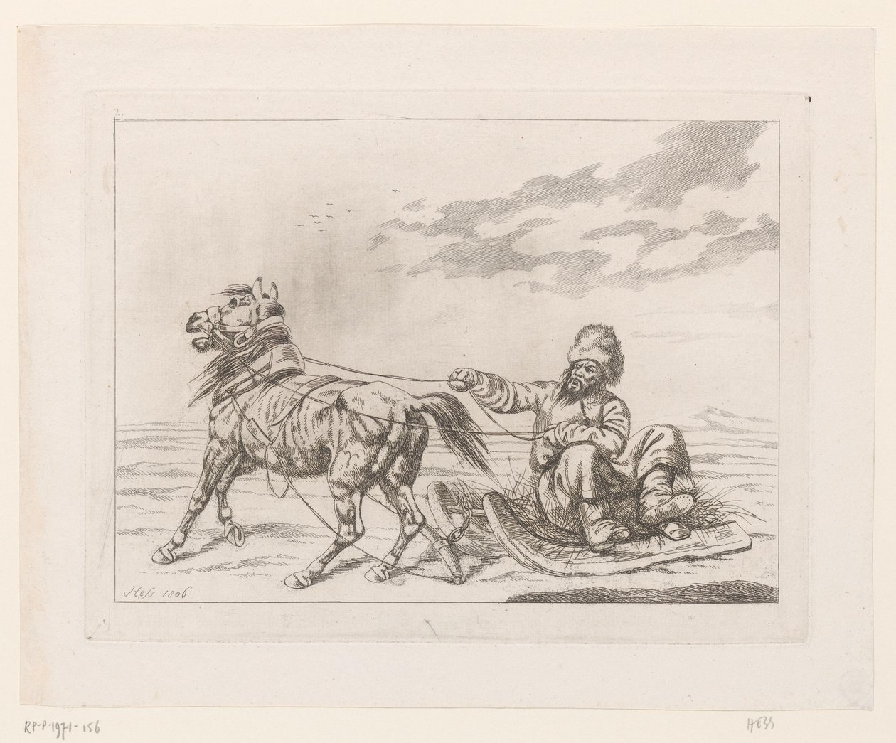 Cossack on a Sleigh by Hess