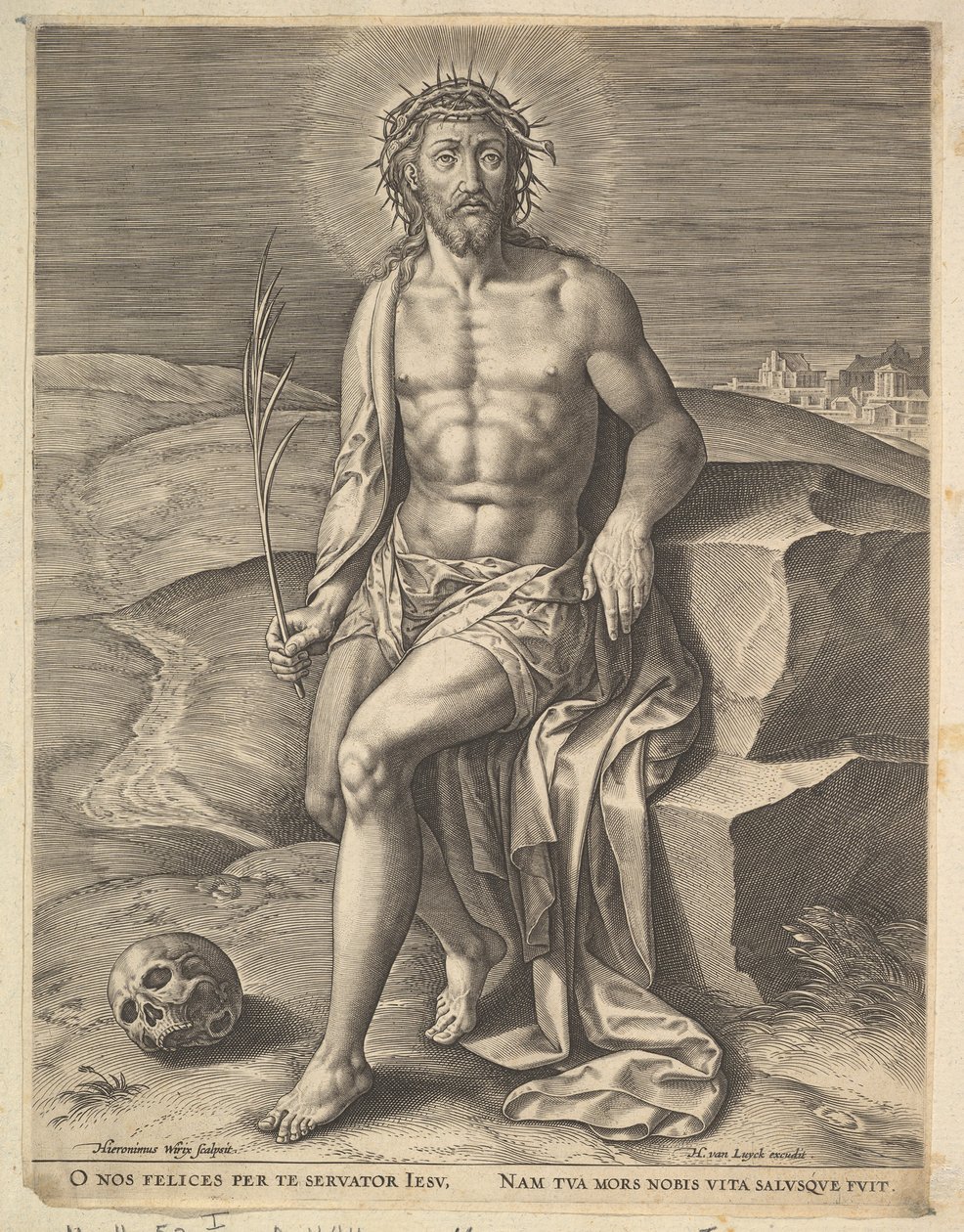 Christ Sitting on the Cold Stone, before ca. 1586 by Hieronymous Wierix