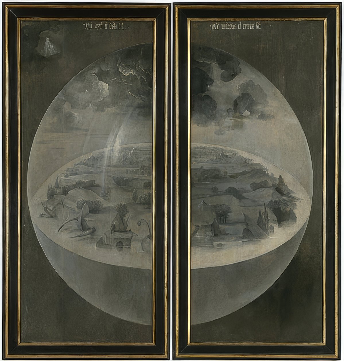 The Garden of Earthly Delights. Triptych, Back: The Creation. Around 1500-05 by Hieronymus Bosch