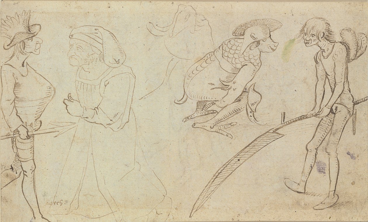 Studies of Grotesque Figures by Hieronymus Bosch
