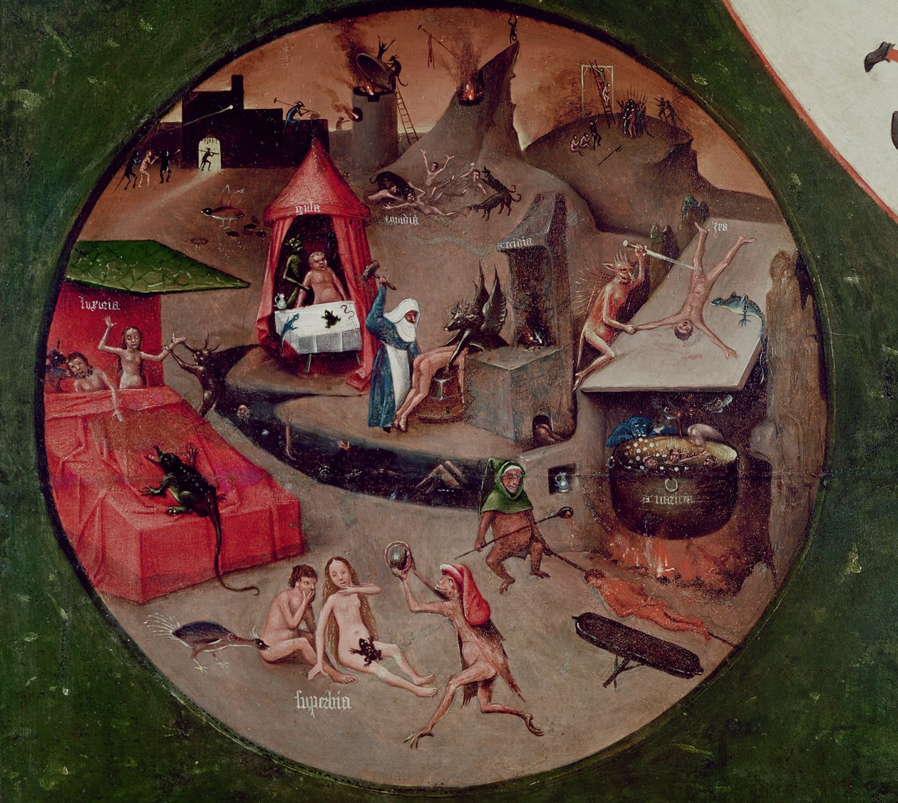 Tabletop of the Seven Deadly Sins and the Four Last Things, detail of Hell, c.1480 by Hieronymus Bosch