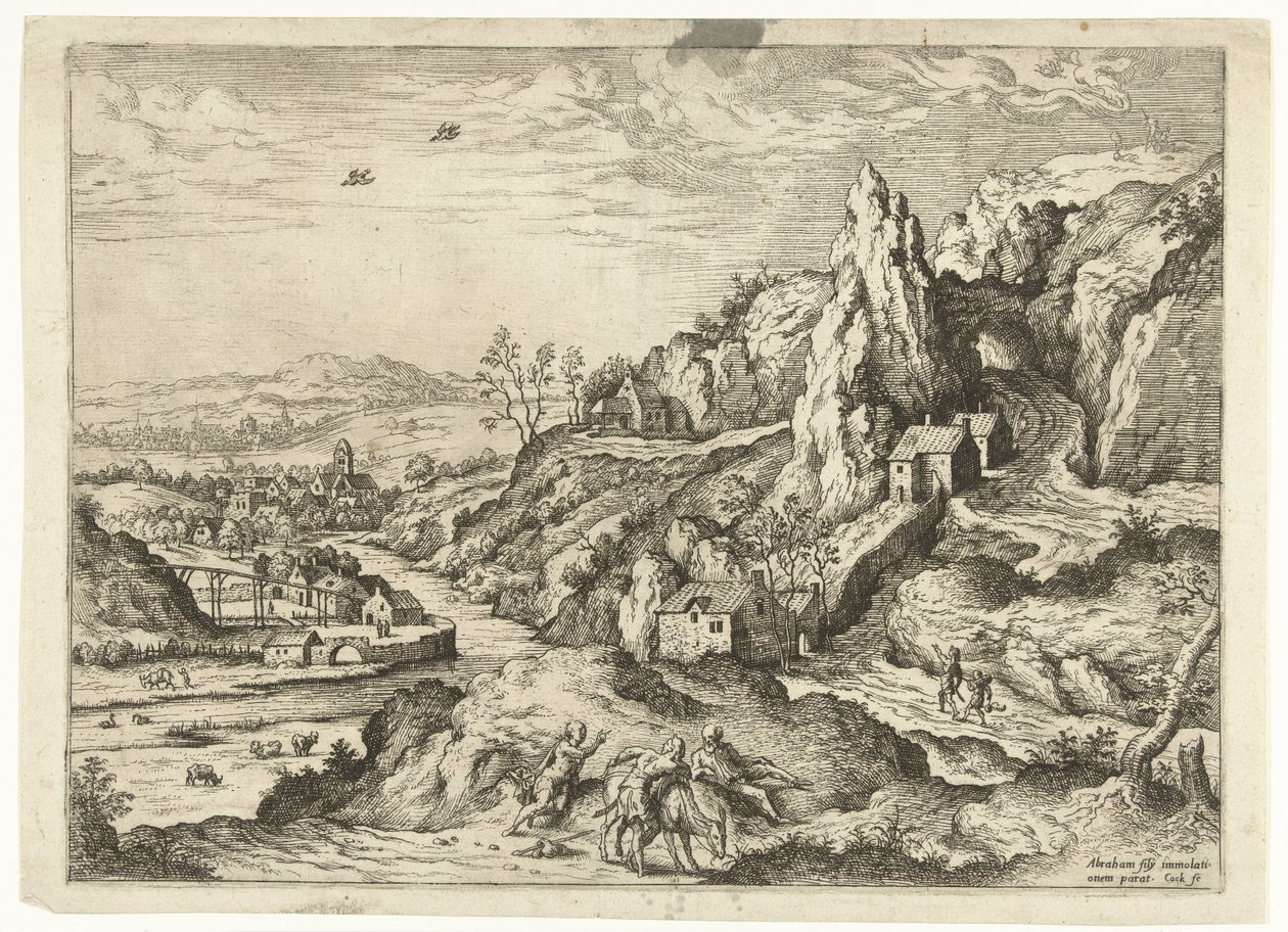 Abraham and Isaac on the Way to the Sacrifice (Landscapes with Biblical and Mythological Scenes) by Hieronymus Cock