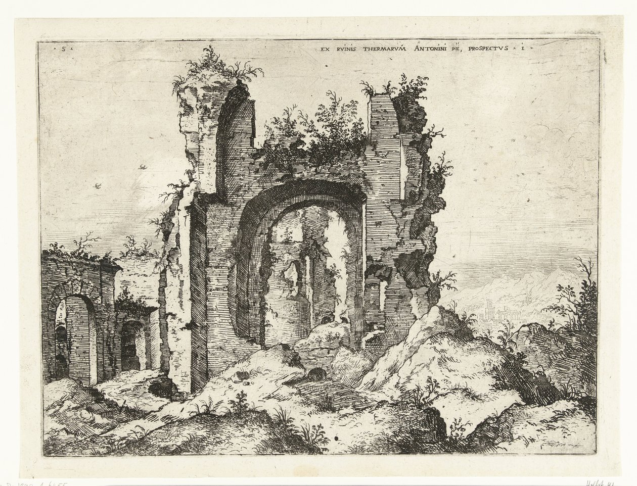 First View of the Baths of Caracalla (Roman Ruins) by Hieronymus Cock
