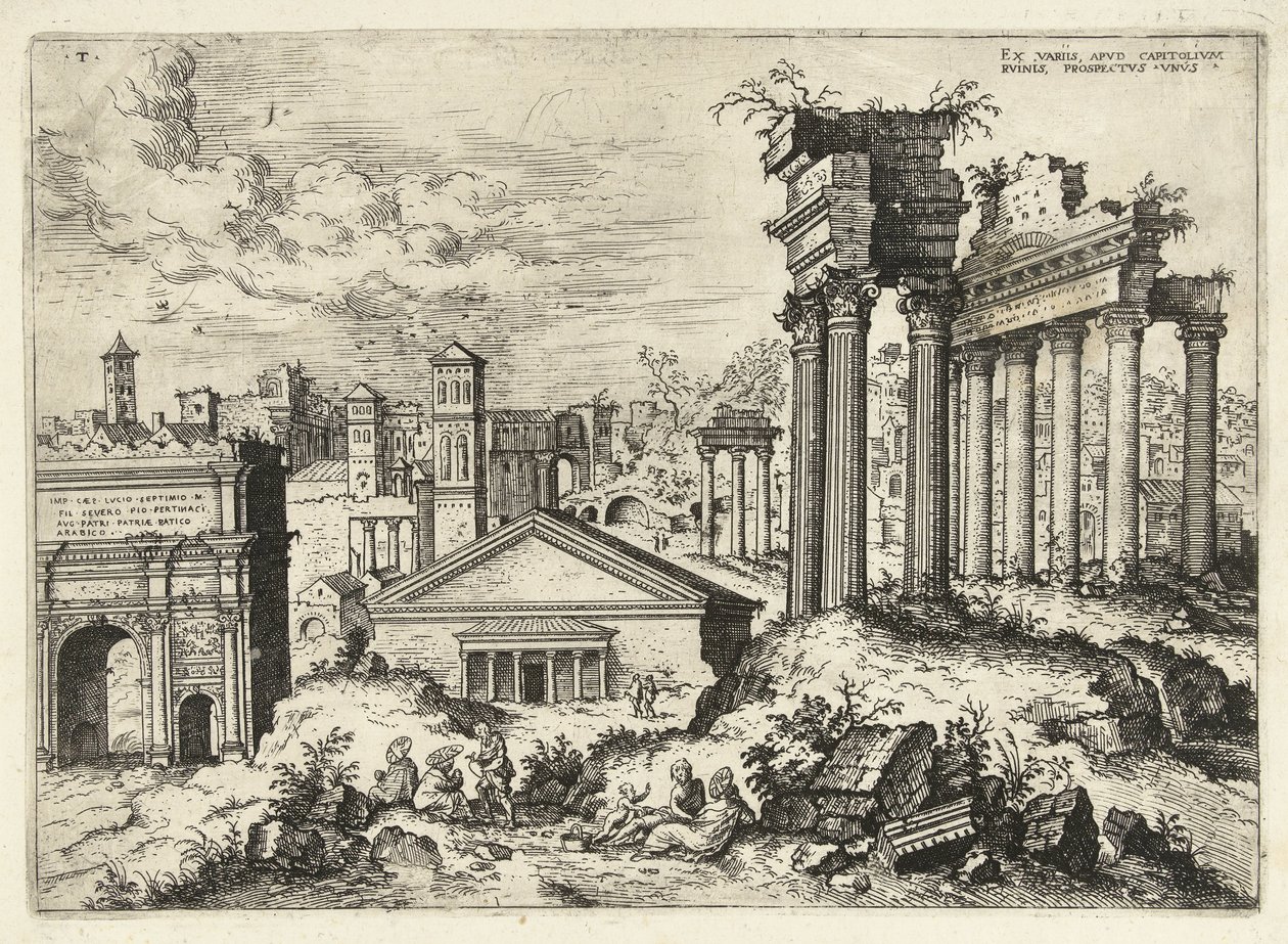 View of the Roman Forum from the Capitol (Roman Ruins) by Hieronymus Cock