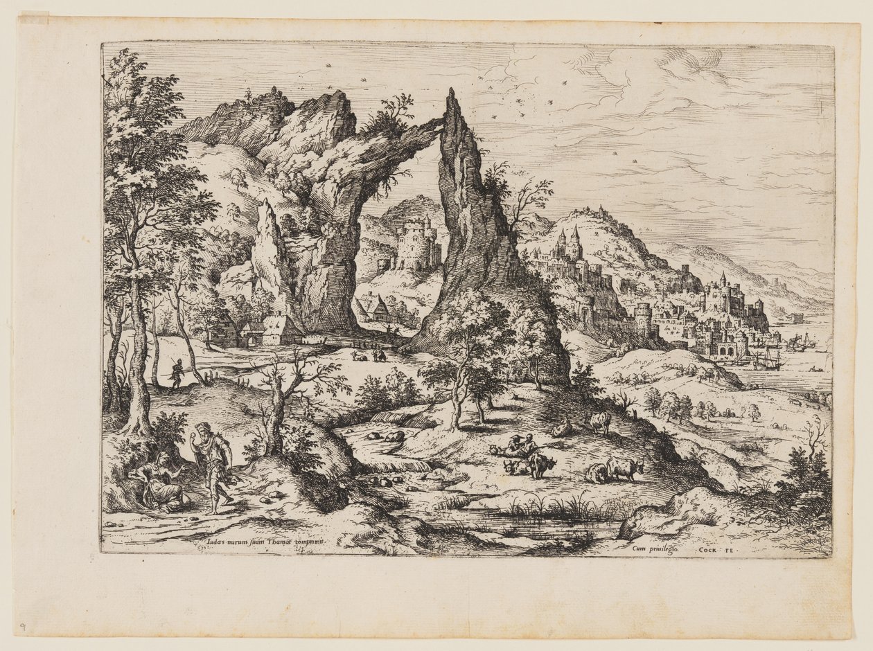 Juda and Tamar, from Landscapes with Biblical and Mythological Scenes by Hieronymus Cock
