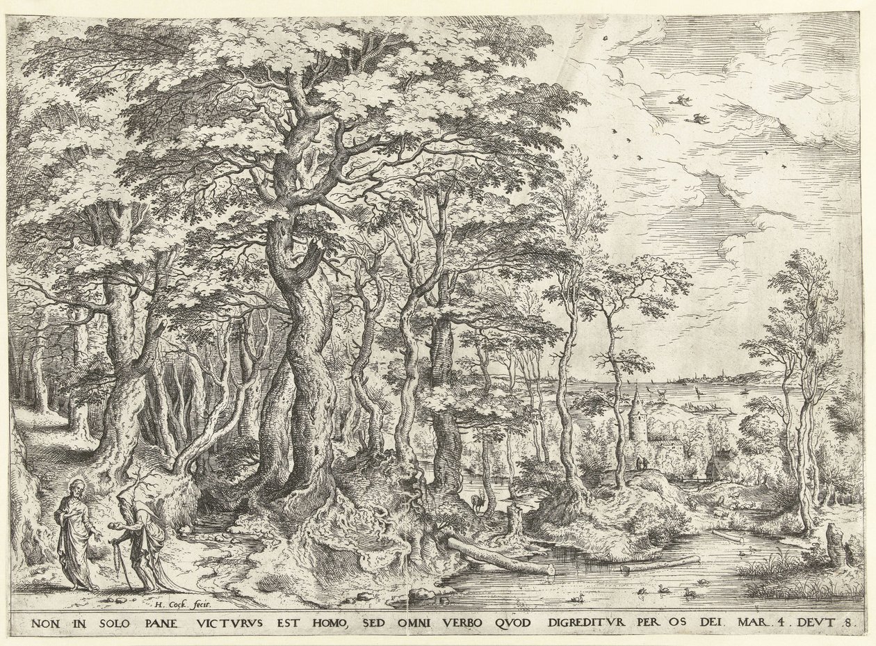 Landscape with the Temptation of Christ by Hieronymus Cock