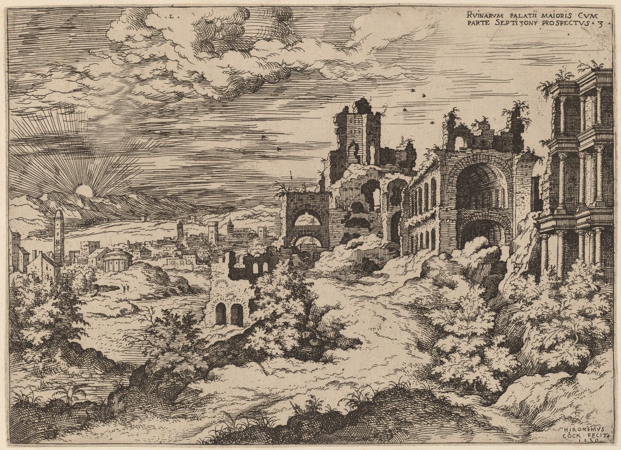 Ruins on the Palatine with a Panoramic Landscape by Hieronymus Cock