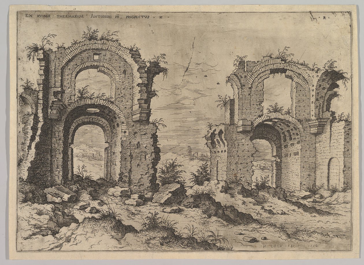Second View of the Baths of Diocletian, from set of Roman Ruins by Hieronymus Cock