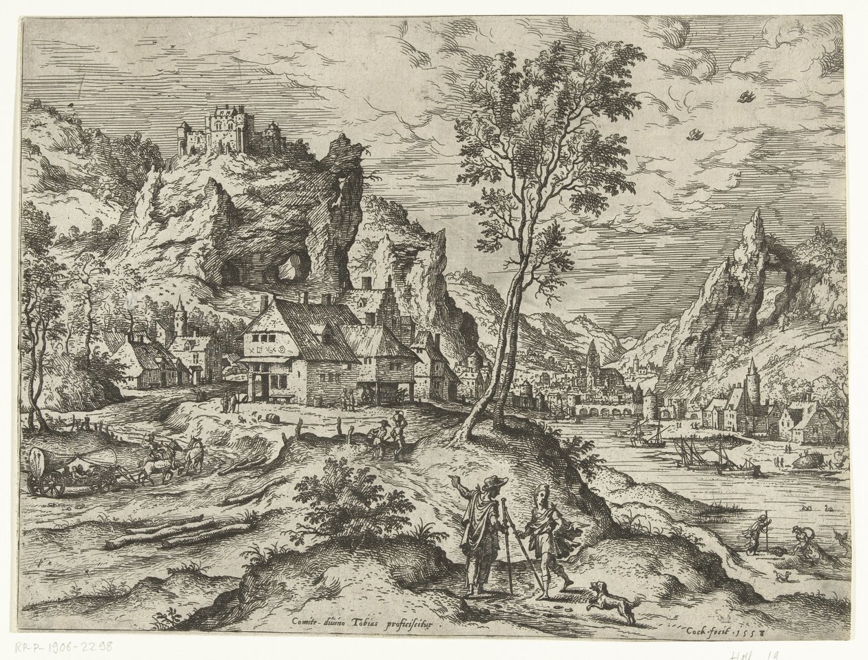 Tobias and the angel (Landscapes with biblical and mythological scenes) by Hieronymus Cock
